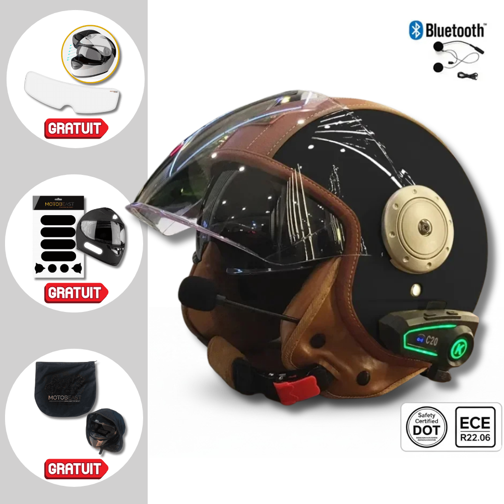Casque Moto Retro Vintage Bluetooth Integrer | Intercom 4eme Generation