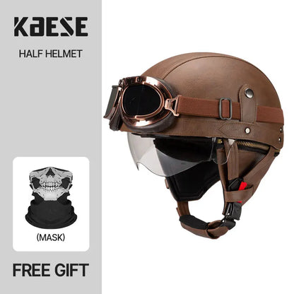 Casque moto Vintage avec Lunette | Livraison Gratuite | 3 CADEAUX OFFERT