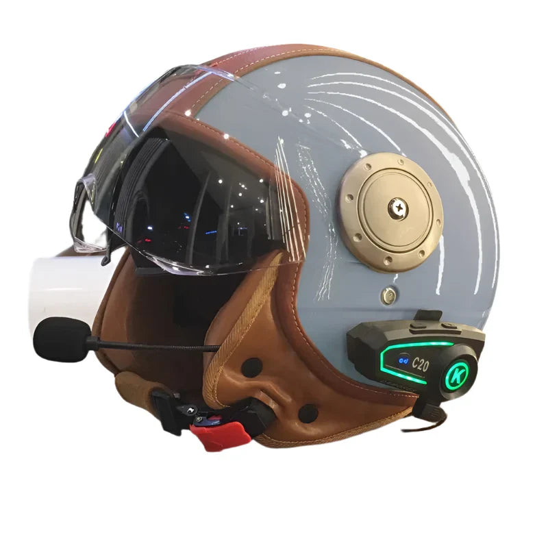 Casque Moto Retro Vintage Bluetooth Integrer | Intercom 4eme Generation