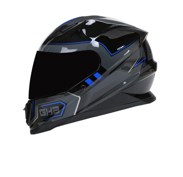 Casque moto intégral Homme | GHB Bleu-Noir/Mate