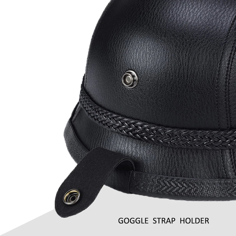 Casque moto Vintage "Cruiser Cuir" avec Lunette