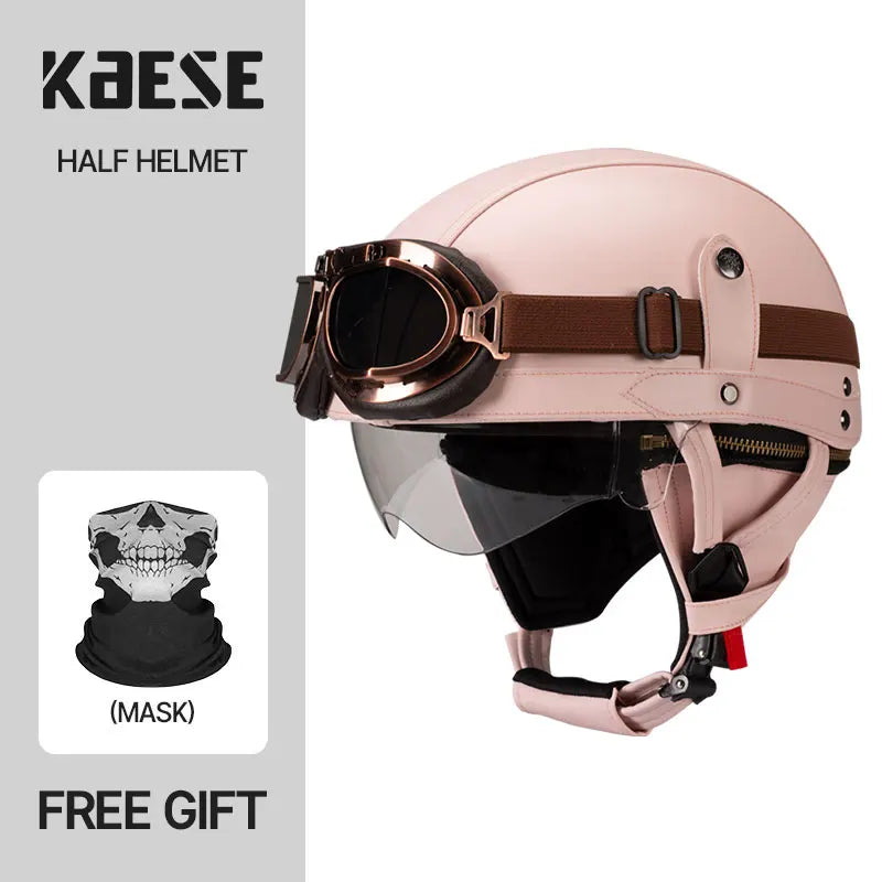 Casque moto Vintage avec Lunette | Livraison Gratuite | 3 CADEAUX OFFERT